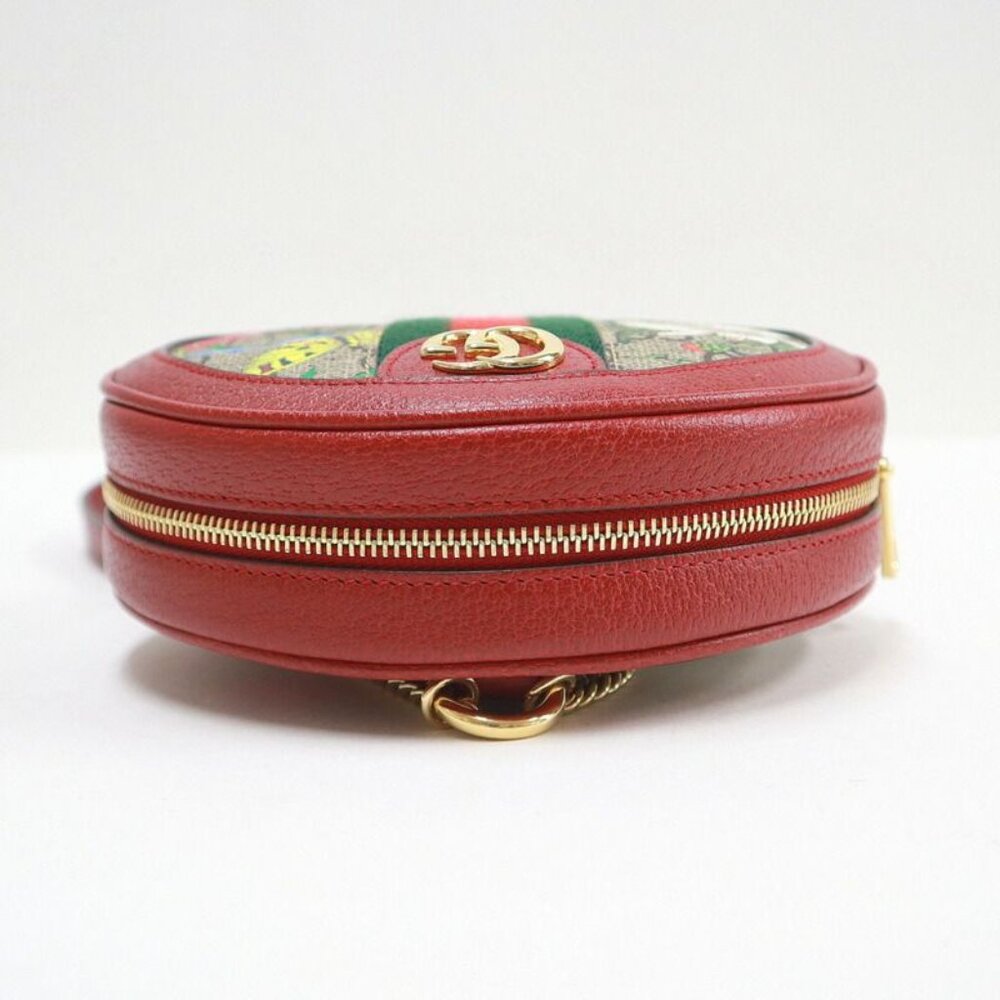 Gucci Mini Circle Backpack Ophidia GG Flora Leather Khaki Red - Picture 4 of 10